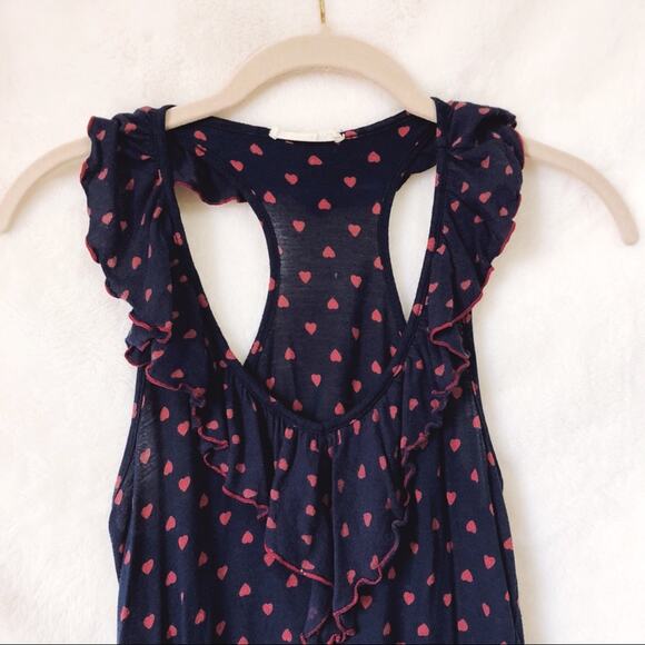 Lush Tops - Lush Blue with Red Hearts Ruffle Tank Top